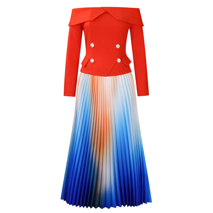 Elegant pleated dresses for women with a sleeveless top and eye-catching button details Lune London