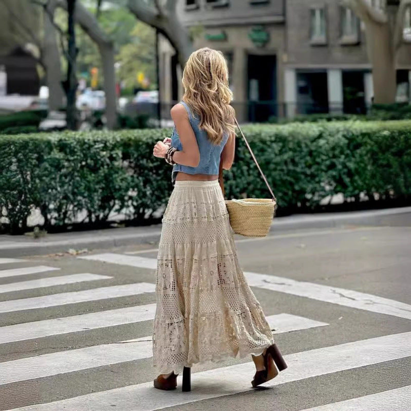 Bohemian crochet maxi skirt for women Lune London
