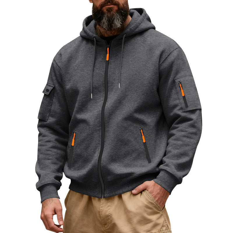 Practical hoodie for men with functional zippered pockets Lune London