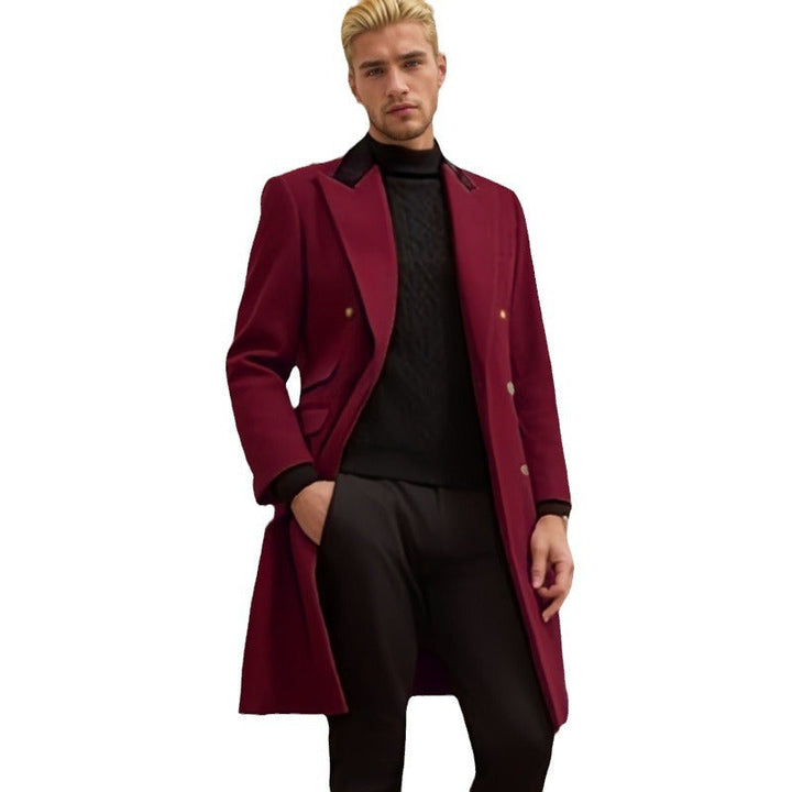 Men's Modern Urban Coat with Double Button Placket and Velvet Collar Lune London
