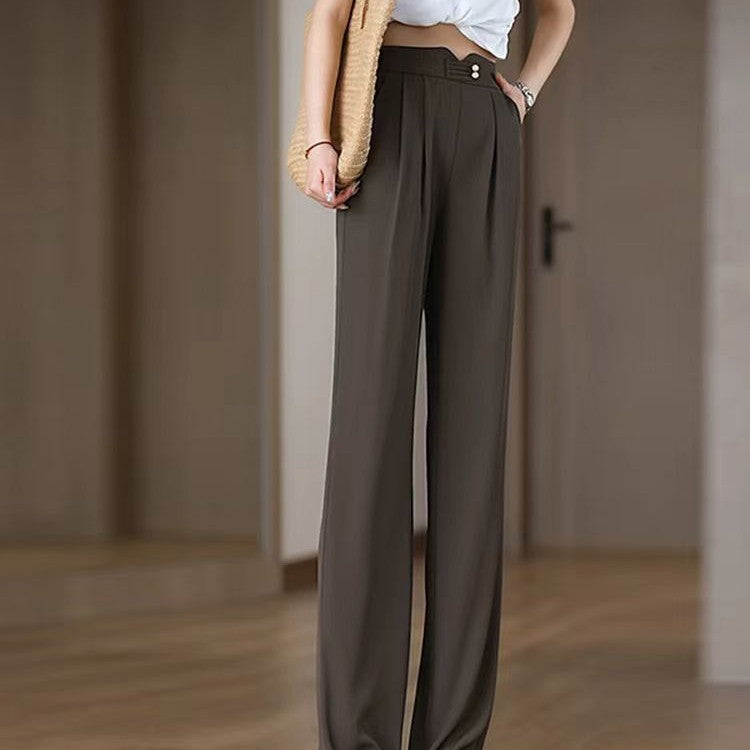 Ladies Flowing High-Waisted Pants with Elegant Pleats Chic & Stil