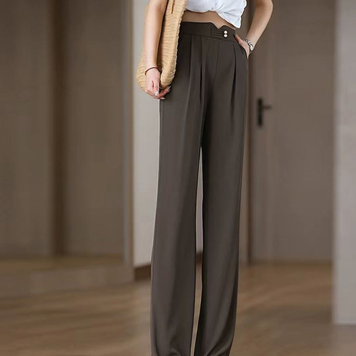 Ladies Flowing High-Waisted Pants with Elegant Pleats Chic & Stil