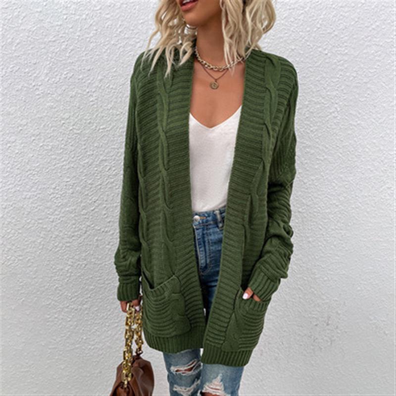 Women Chunky Knit Cardigan with Deep Pockets and Open Front Lune London