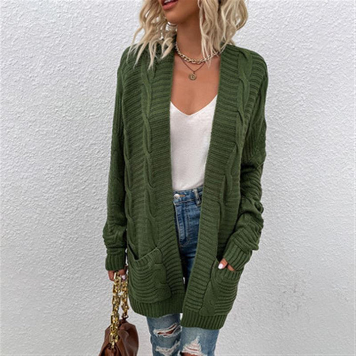 Women Chunky Knit Cardigan with Deep Pockets and Open Front Lune London