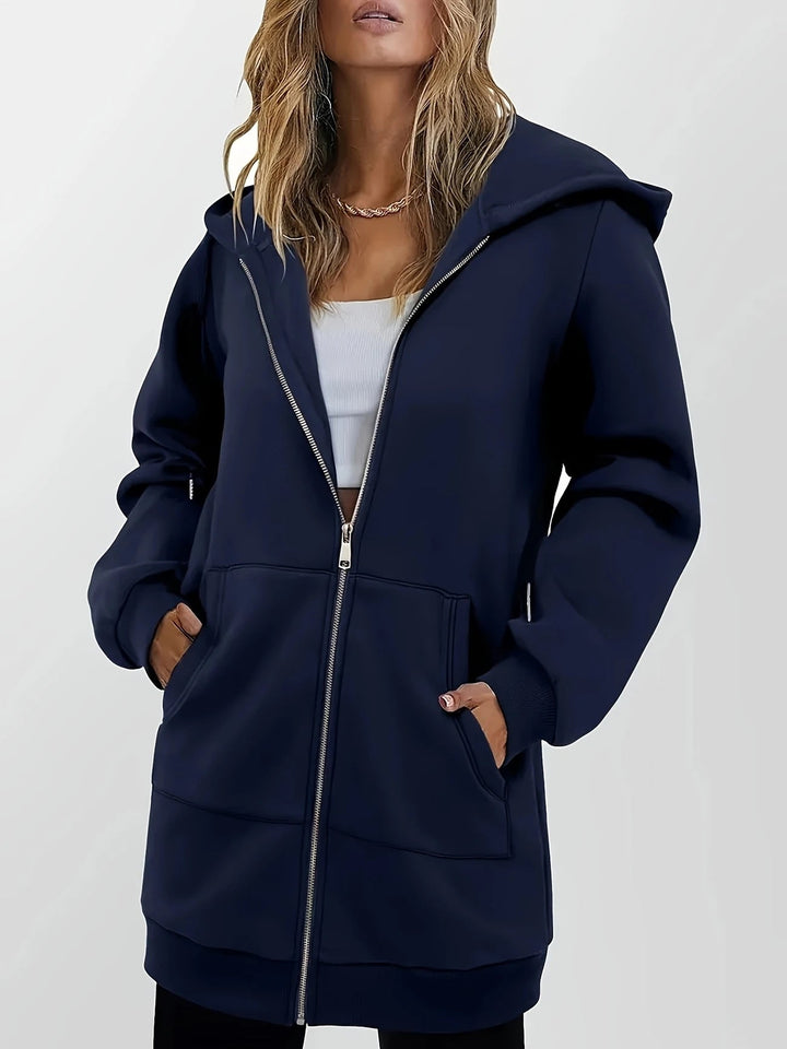 Ladies Hoodie Sweatshirt Jacket with Generous Pockets By Lune London