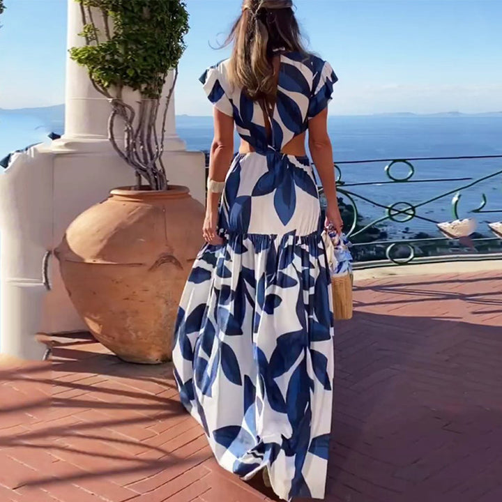 Robe maxi pour femmes avec coupe ajustée et détails de volants volumineux Chic & Stil