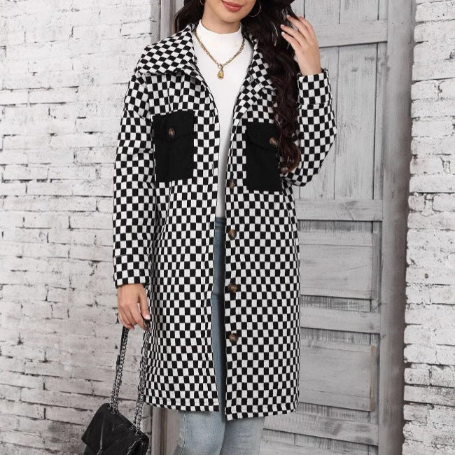 Plaid overshirt jacket for women with pockets and button detail Lune London