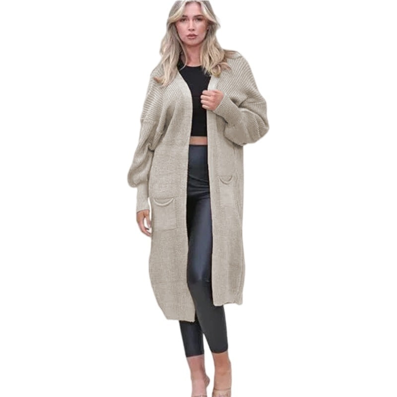 Knit cardigan for women with long sleeves featuring an elegant structured design and practical pockets Lune London