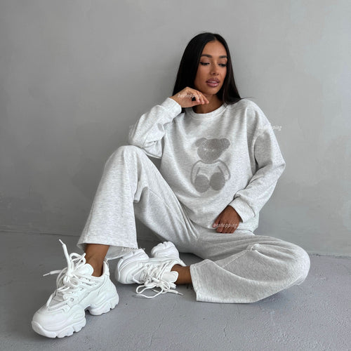 Casual tracksuit set for women with teddy shape pattern Lune London