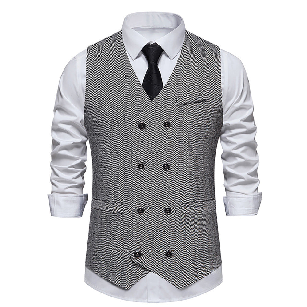 Elegant double-breasted vest for men with textured design Lune London