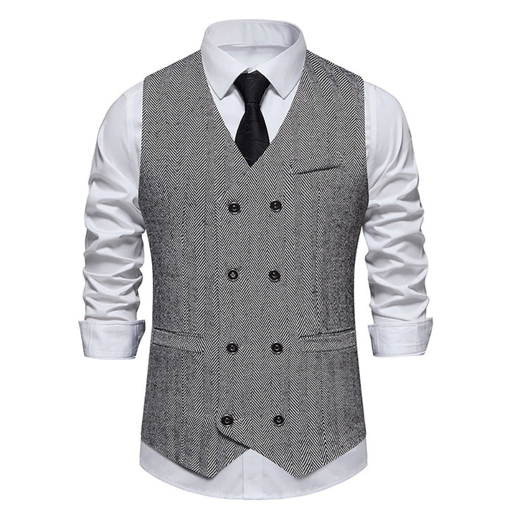 Elegant double-breasted vest for men with textured design Lune London