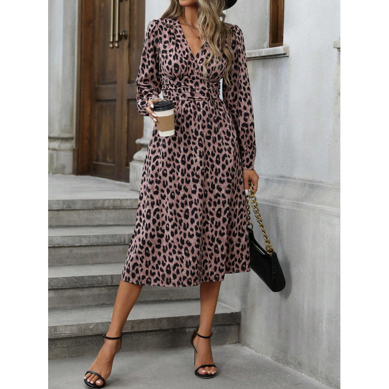 Wrap dress for women with a modern leopard print and long sleeves Lune London