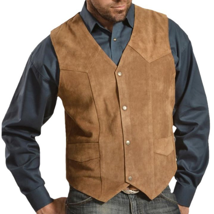 Suede vest for men with side pockets and snap closure Lune London