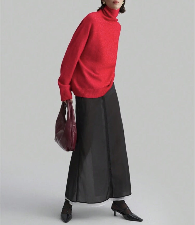 Women's oversized turtleneck sweater with fine texture Chic and Style