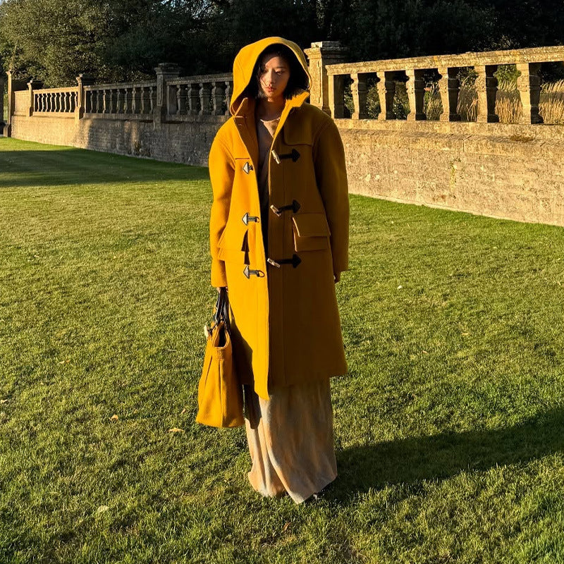 Women’s Oversized Duffle Coat with Hood & Wooden Buttons | Lune London