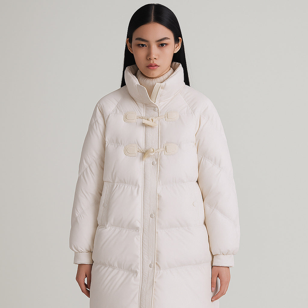 Elegant long coat for women with integrated buttons and a voluminous cut Lune London