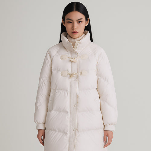 Elegant long coat for women with integrated buttons and a voluminous cut Lune London