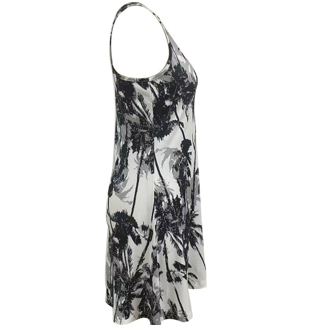 Casual summer dress for women with modern palm pattern Lune London