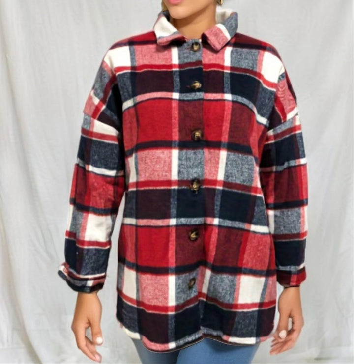 Ladies Karojacket in soft flannel with decorative buttons Lune London