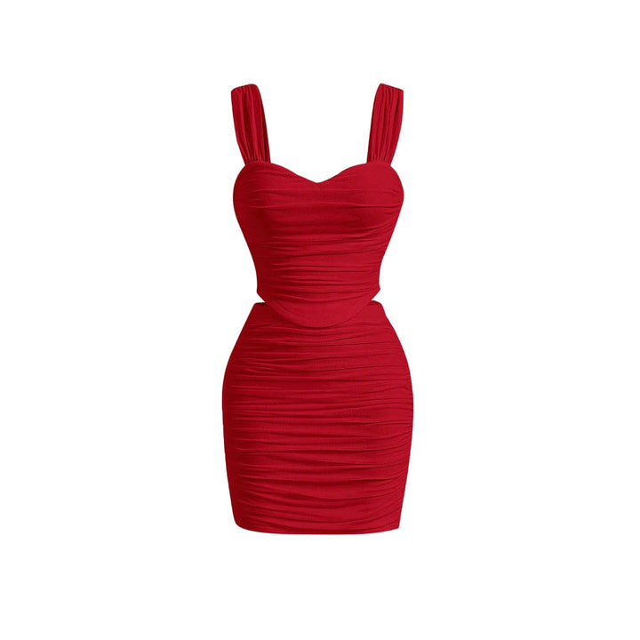 Robe mini ajustée femme avec détails en volants et décolleté en cœur profond Chic & Stil