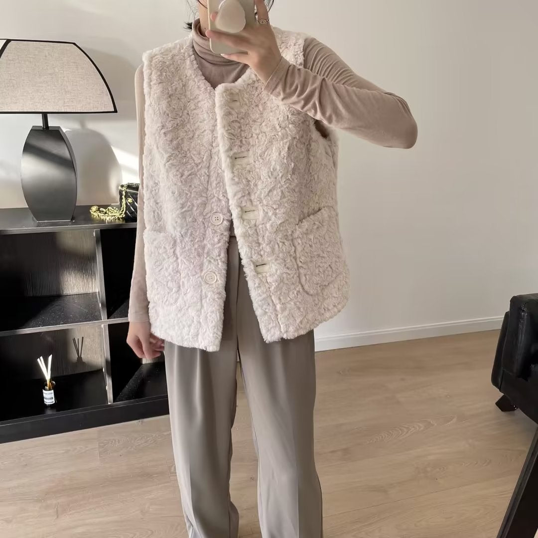 Gilet teddy femme confortable avec grandes poches Chic & Stil