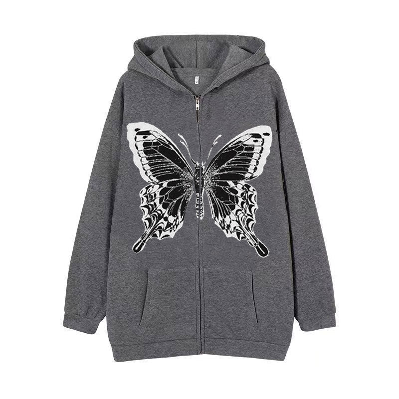 Women's zip hoodie with striking butterfly motif Lune London