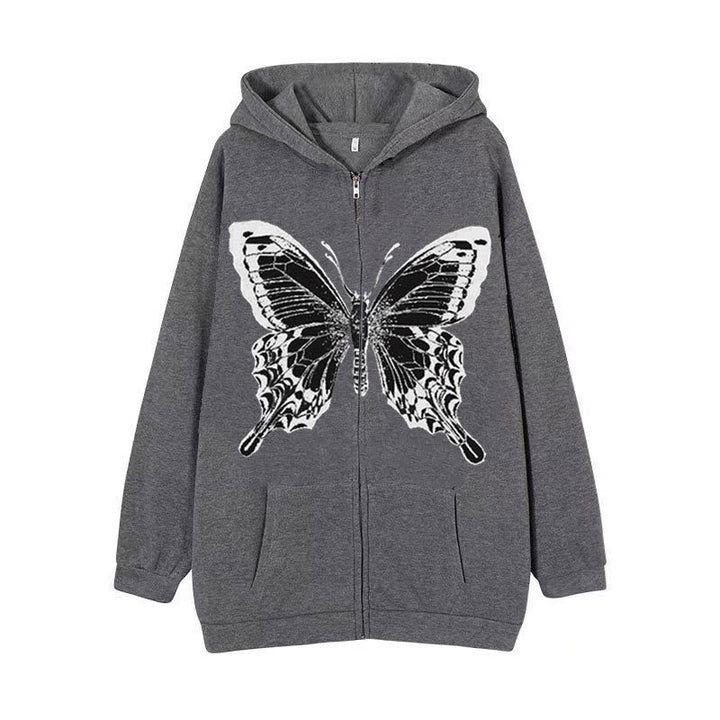 Women's zip hoodie with striking butterfly motif Lune London
