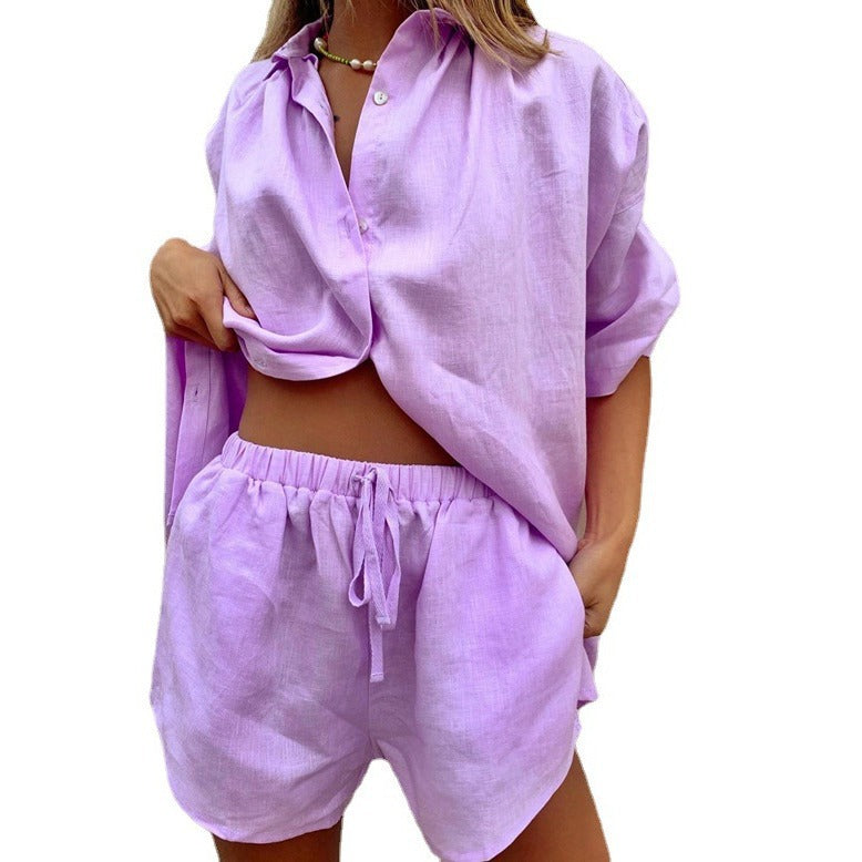 Women Casual Linen Top with Shorts Lune London