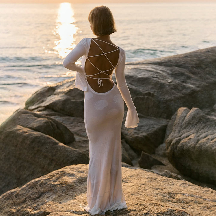 Robe Maxi Élégante pour Femmes avec Design Chic de Manches en Aile Chic & Stil