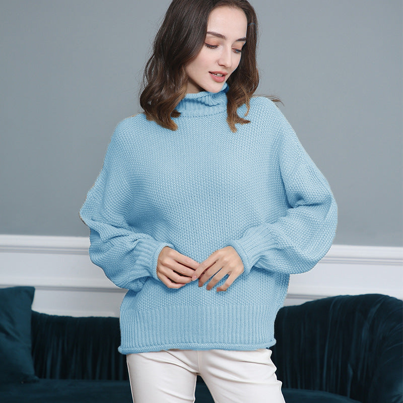 Pull femme en grosse maille avec col roulé et coupe aérienne Lune London