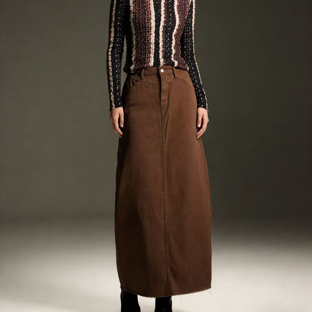 Ladies maxi skirt in modern cut with fringed details Lune London