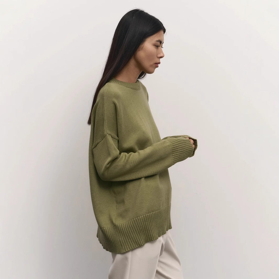 Casual knitted sweater for women with an innovative cut and wide sleeves Lune London