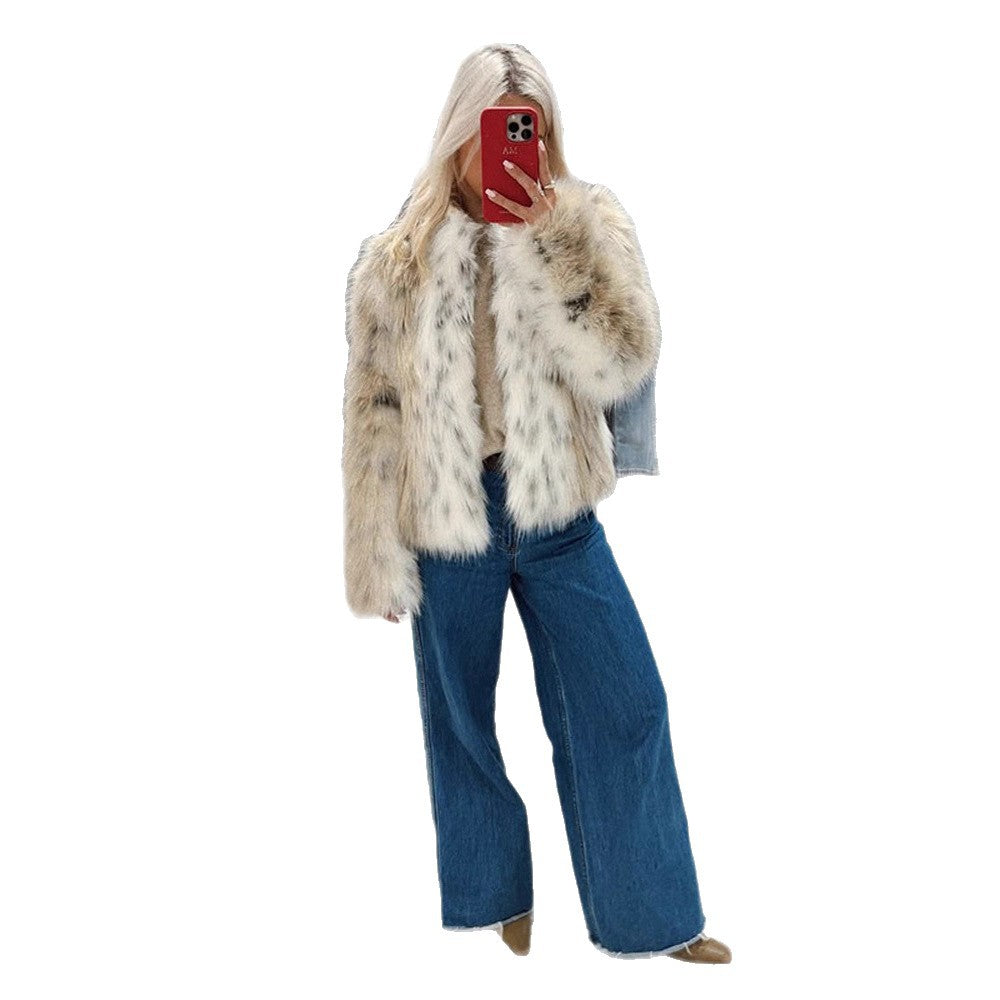 Ladies chic and stylish faux fur jacket