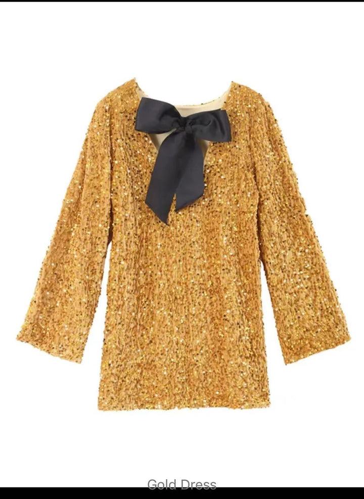 Ladies Glamorous Mini Dress with Sparkling Sequins and Elegant Puff Sleeves
