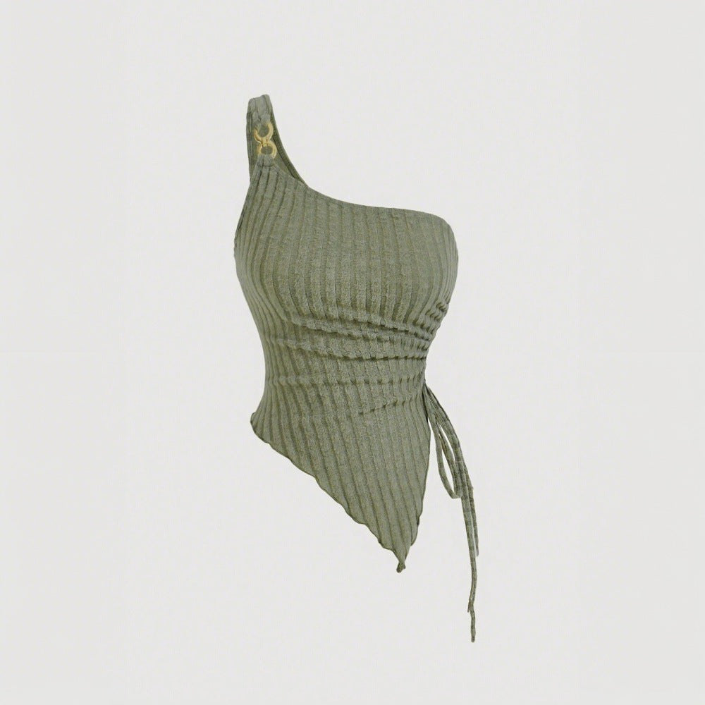 Asymmetric tank top for women with decorative laces Chic & Stil