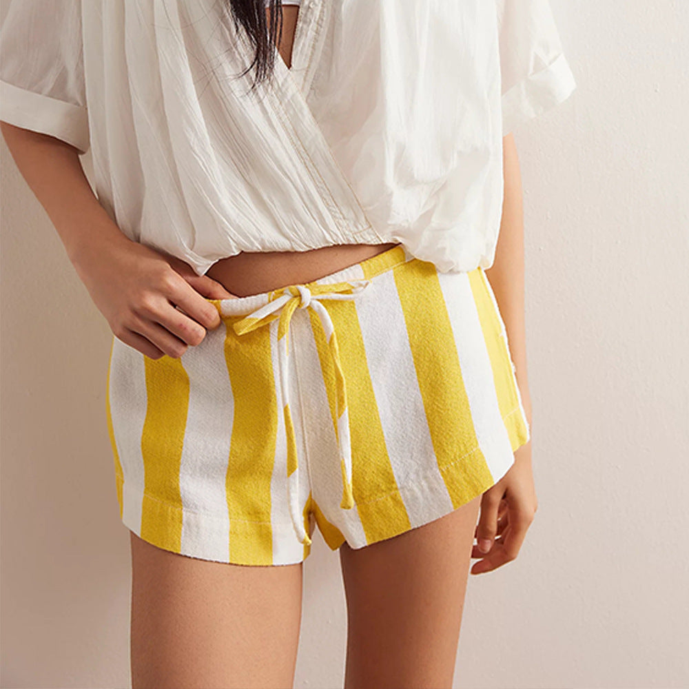 Ladies' soft fleece shorts with contrasting stripes Lune London
