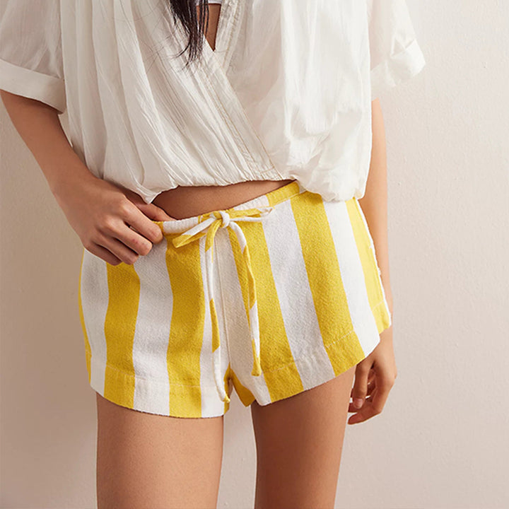 Ladies' soft fleece shorts with contrasting stripes Lune London