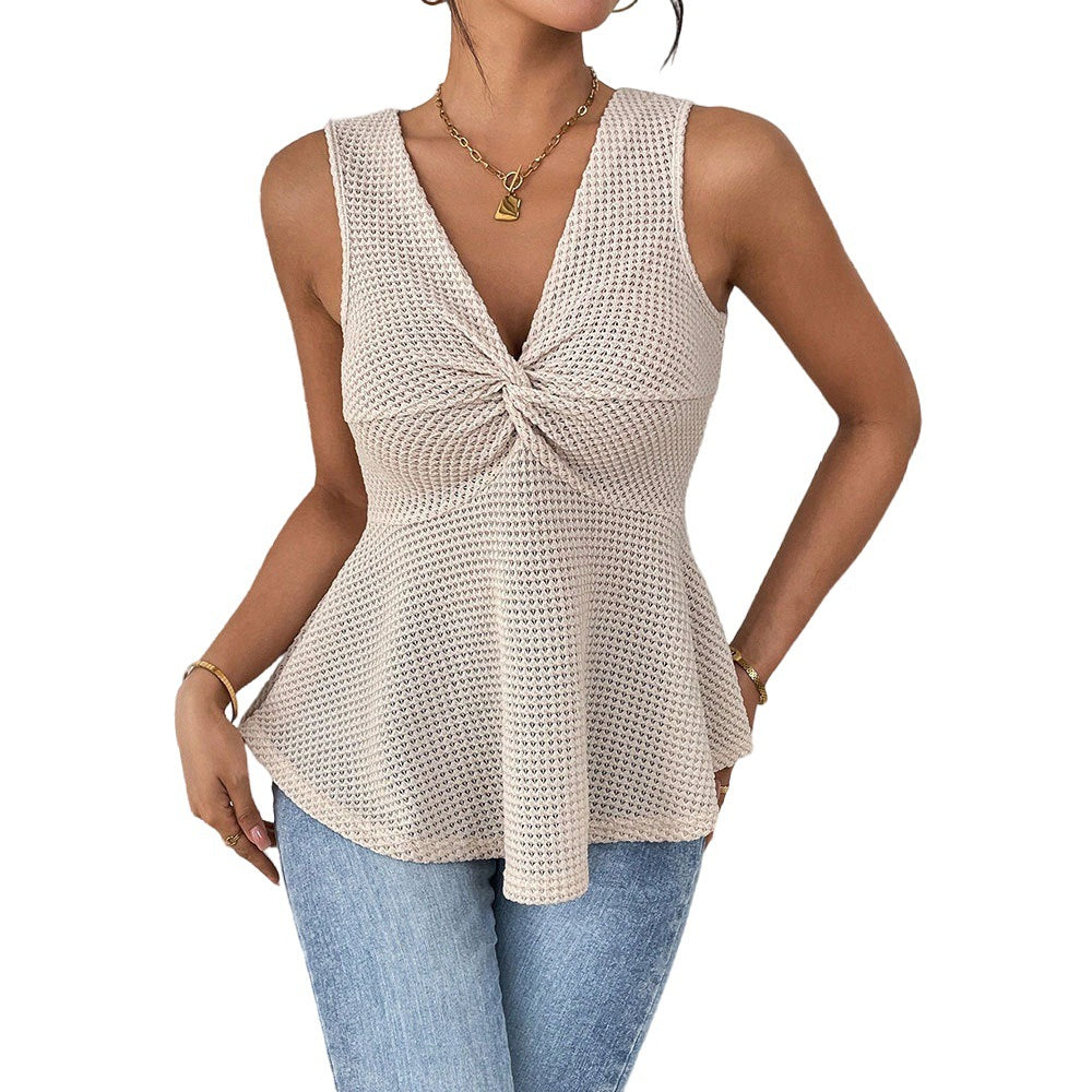 Top sans manches élégant pour femmes avec coupe fluide et nœud décoratif Chic & Stil