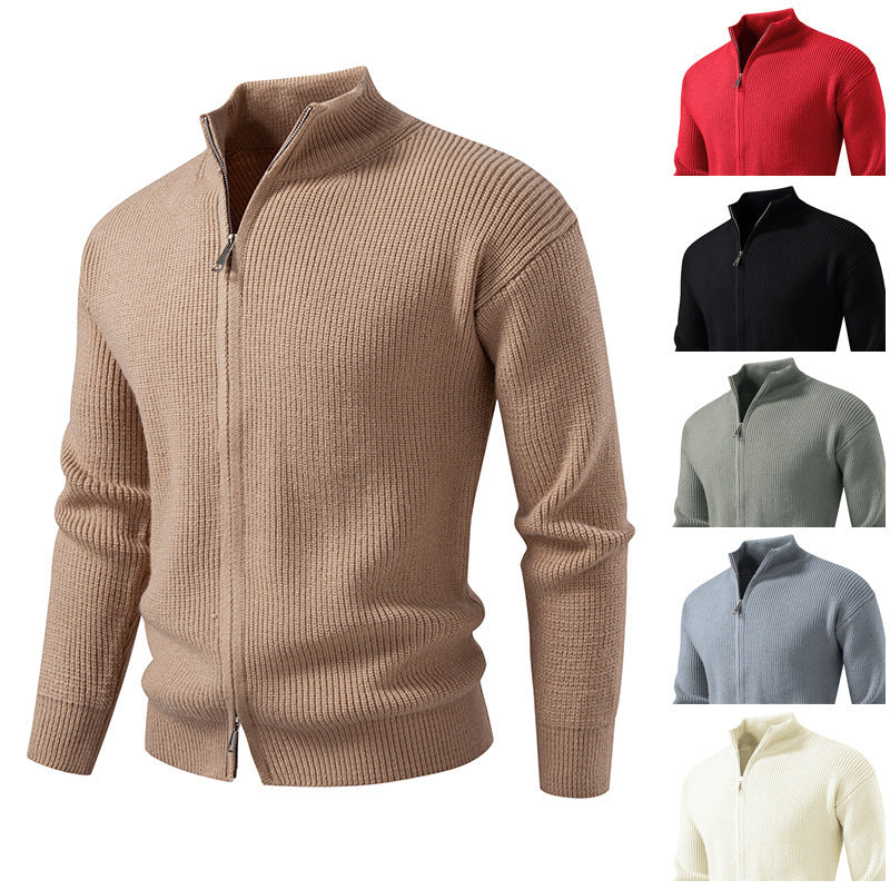 Men's knitted jacket with high collar and zipper Lune London