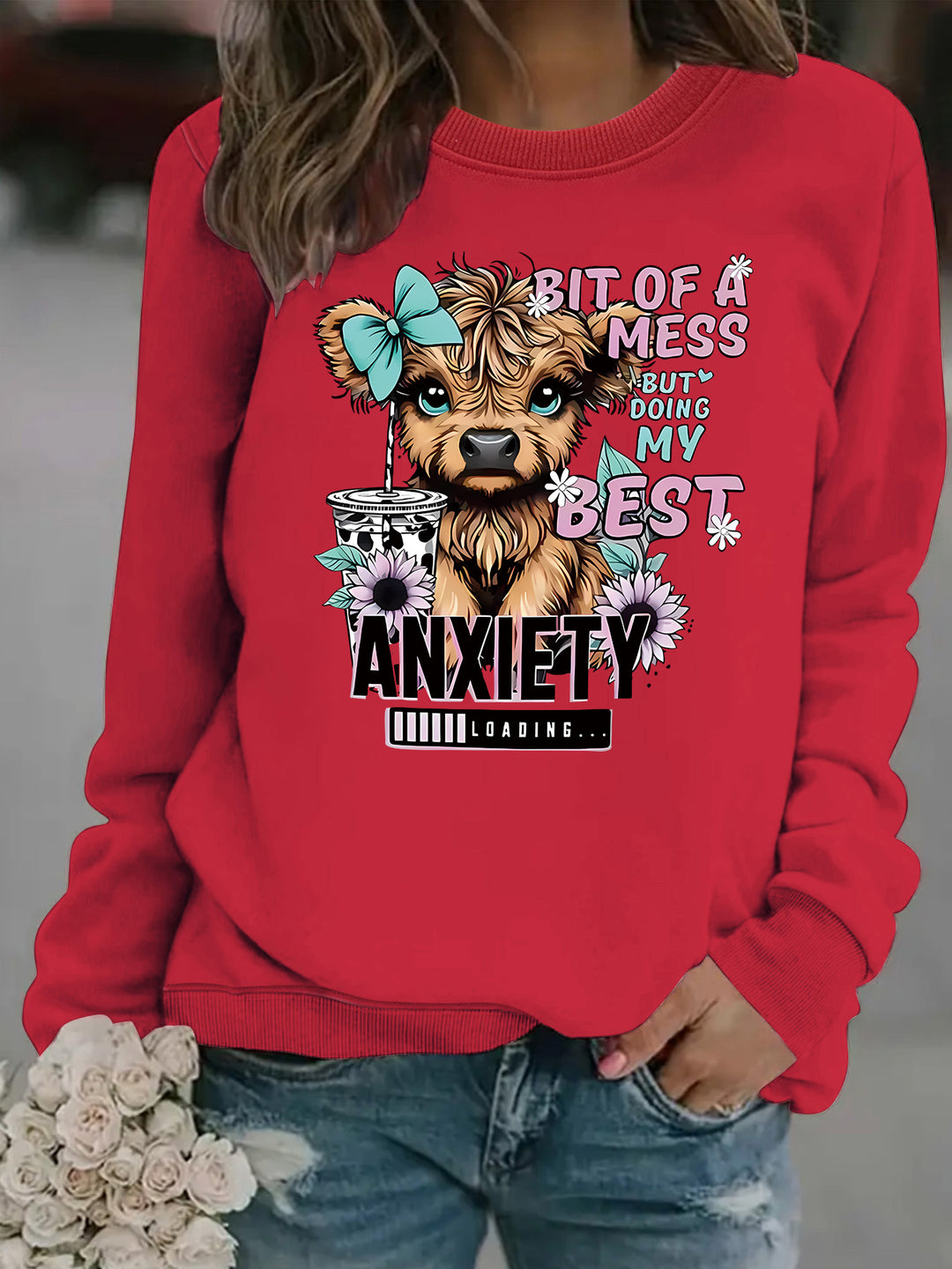 Sweatshirt pour femmes avec un design de chien créatif et une typographie inspirante Chic & Stil