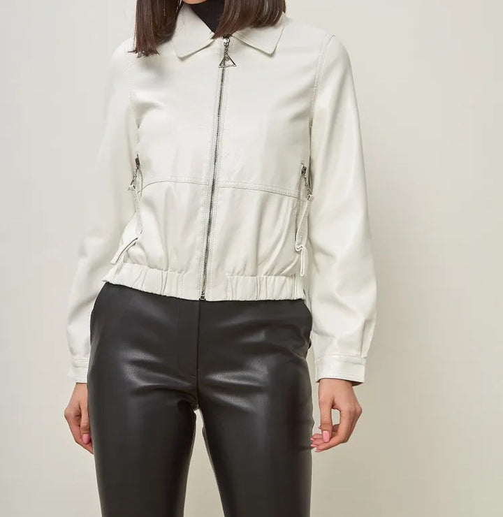 Trendy women's bomber jacket in vegan leather Lune London