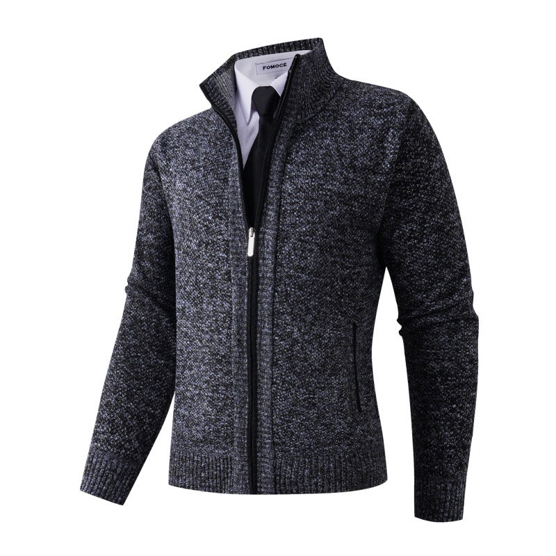 Elegant knitted jacket for men with high collar and practical pockets Lune London