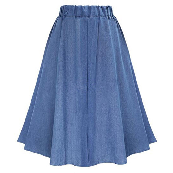 Women Long Denim Skirt with Button Details Chic & Stil