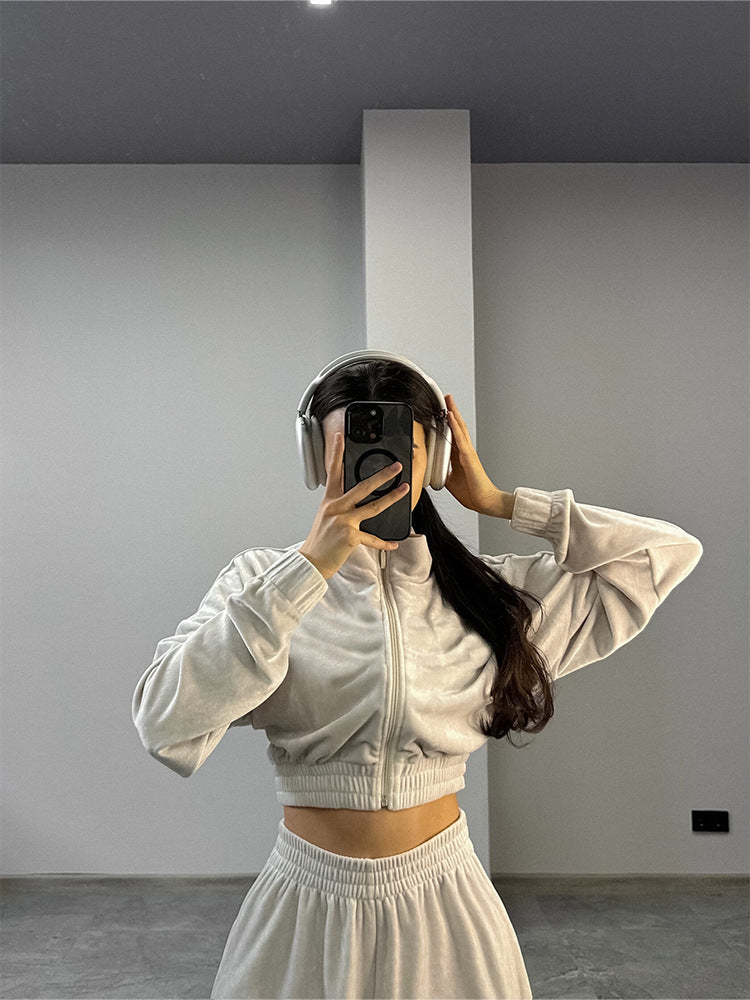 Sporty zip jacket for women with high collar Lune London