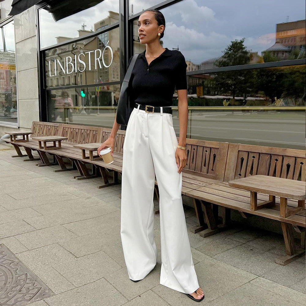 Lune London wide leg suit pants for women with pleats