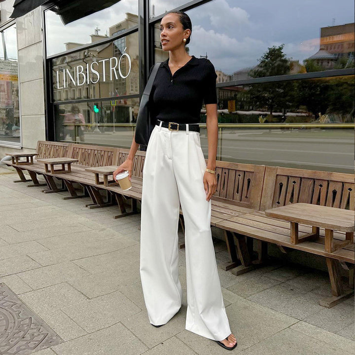 Lune London wide leg suit pants for women with pleats