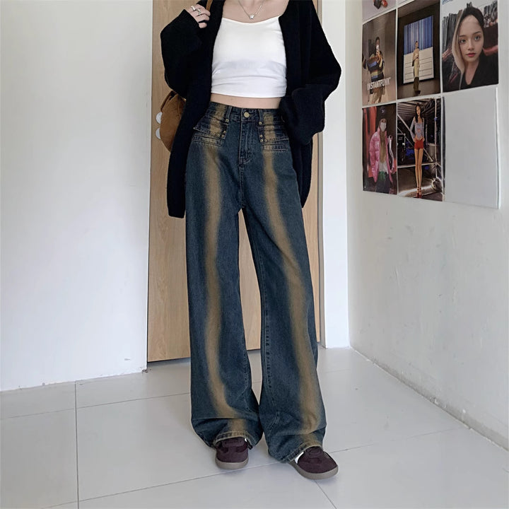 Jean femme à coupe large avec design de bouton détaillé Chic & Stil