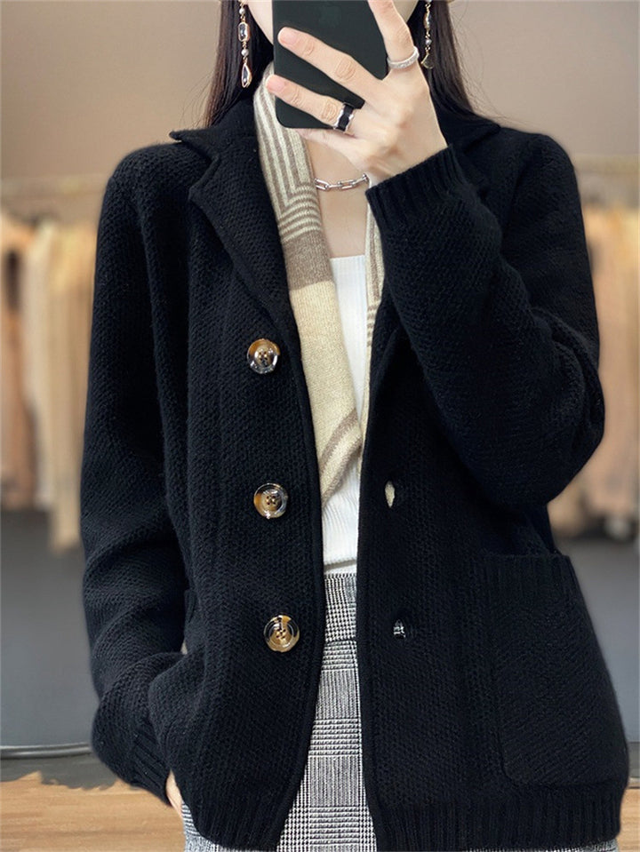 Oversized knit jacket for women with relaxed collar Lune London
