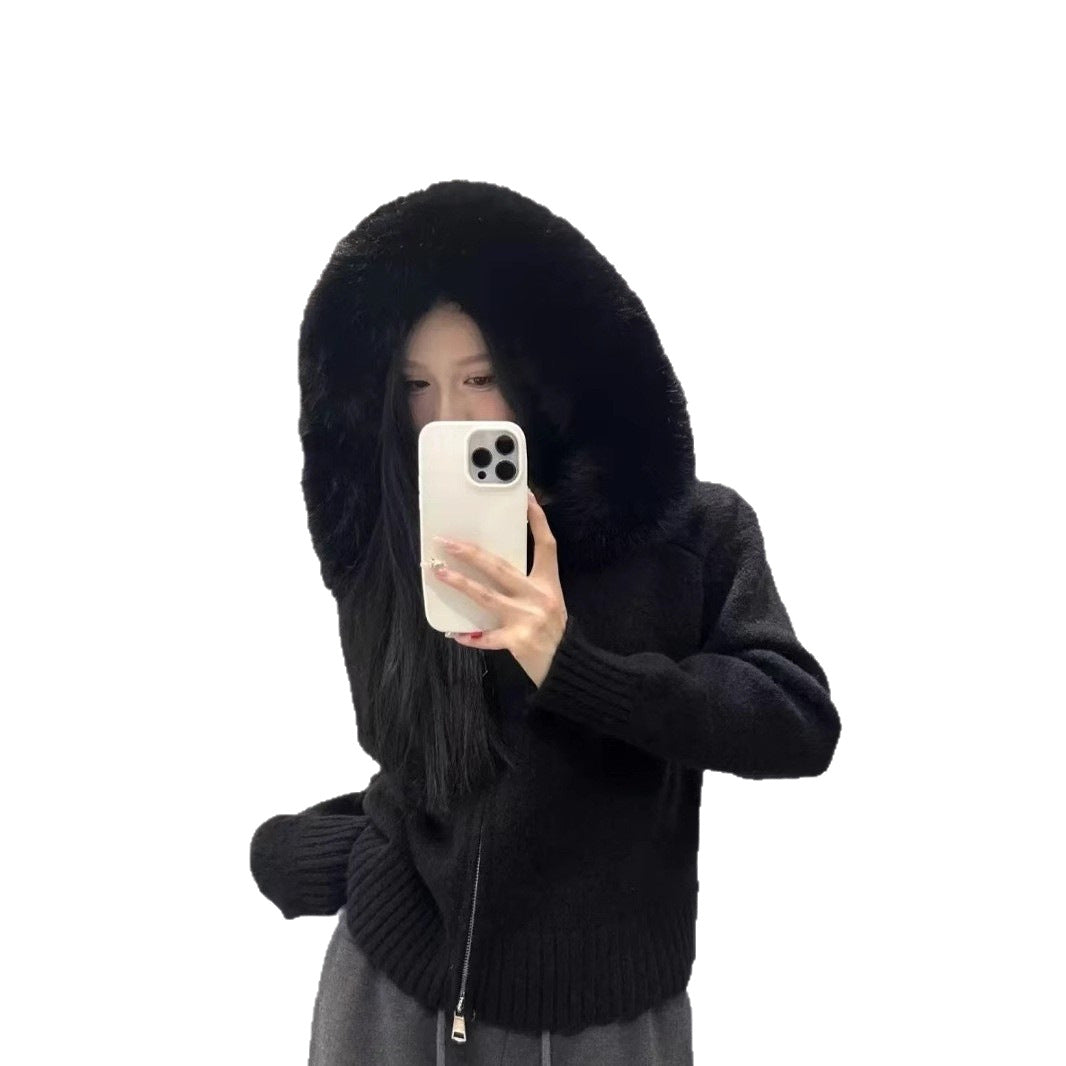 Cardigan à la mode pour femmes avec capuche détachable en matériau doux Chic & Stil