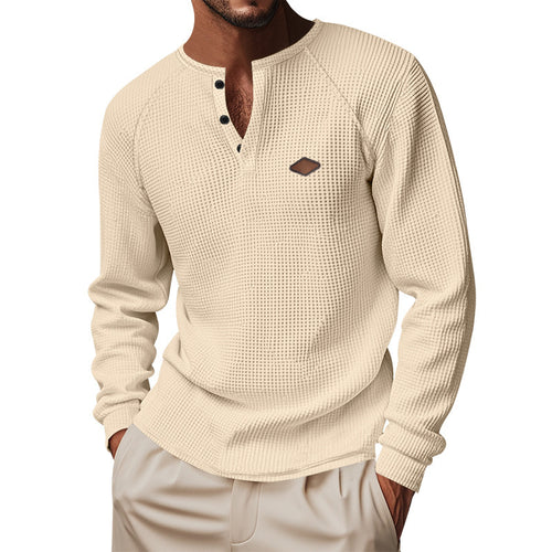 Men's long-sleeve Henley shirt with textured surface Lune London